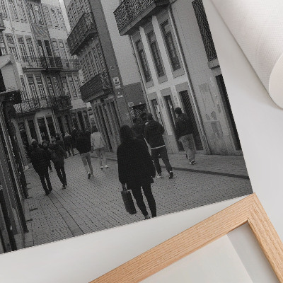 Premium stenski plakat Ulična črno-bela arhitektura ljudi
