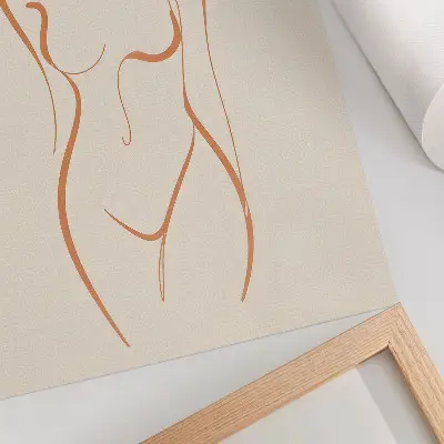 Umetniški tisk na platno minimalistična orisana ženska silhueta z elegantnim vzorcem