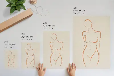 Umetniški tisk na platno minimalistična orisana ženska silhueta z elegantnim vzorcem