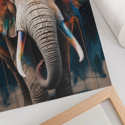 Premium stenski plakat Barvita silhueta slona z modernimi poudarki in nadrealizmom