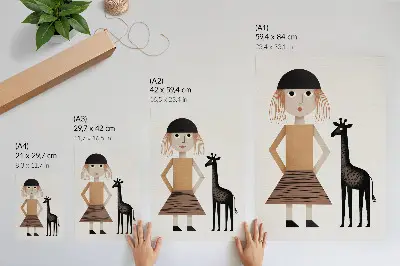 Plakat za dnevno sobo Geometrijska žirafa elegantna geometrijska figura z motivom žirafe v preprostem slogu