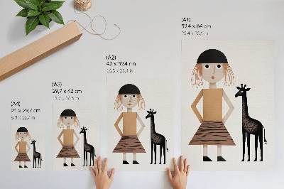 Eleganten plakat za dnevno sobo Geometrijska figura z žirafo, preprostost in slog
