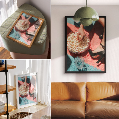 Eleganten plakat za dnevno sobo Barvita preproga kokice steklo elegantna figura