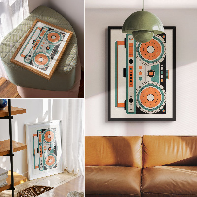 Plakat Retro slog z izraznimi oblikami in kontrasti