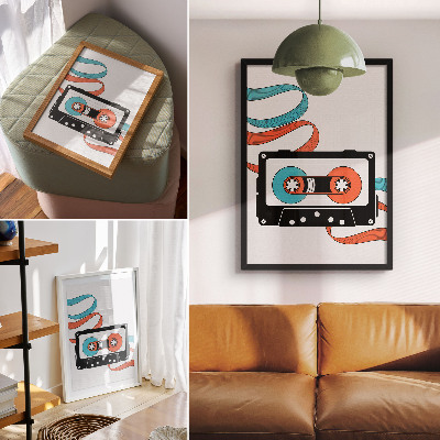 Umetniški tisk na platno Retro pop art kaseta z barvitimi oznakami