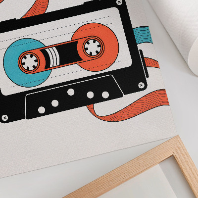 Umetniški tisk na platno Retro pop art kaseta z barvitimi oznakami