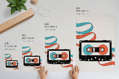 Umetniški tisk na platno Retro pop art kaseta z barvitimi oznakami