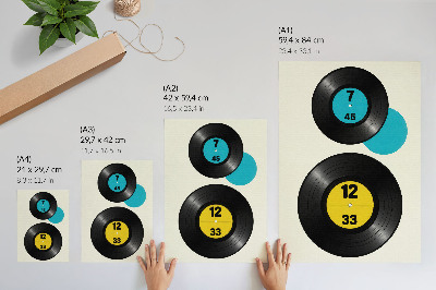 Premium stenski plakat Moderne vinilne plošče rumene turkizne barve