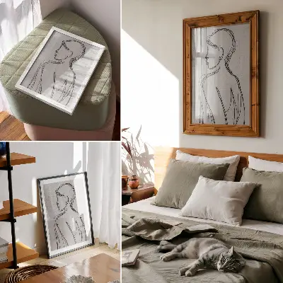 Plakat z motivom prefinjenih sivih linij v modernem in elegantnem slogu