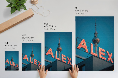 Eleganten plakat za dnevno sobo Neonski stolp mesto večer kontrast nebo