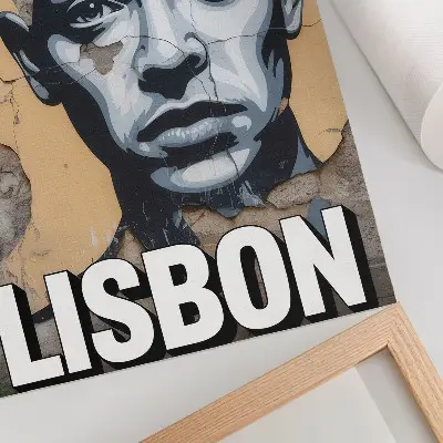 Plakat z motivom uličnega sloga, obrazom in motivacijskim napisom