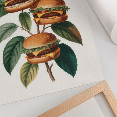 Premium stenski plakat Hamburgerji rastejo na vejah zelenega drevesa