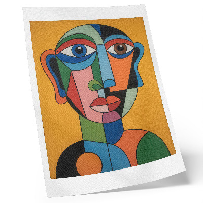 Eleganten plakat za dnevno sobo Geometrijski portret živahnih barv v sodobnem slogu