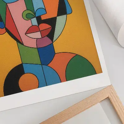 Geometrijski portret v sodobnem slogu z živahnimi barvami eleganten plakat za dnevno sobo