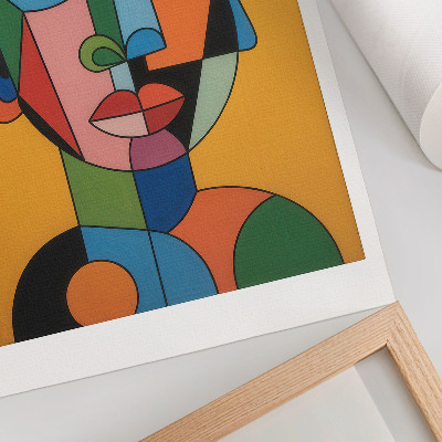 Eleganten plakat za dnevno sobo Geometrijski portret živahnih barv v sodobnem slogu