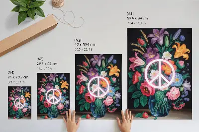 Plakat barvit šopek rož kot simbol miru