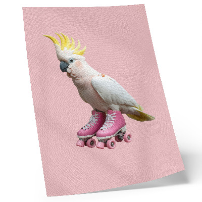 Plakat Papiga na rolerjih, pastelne barve, modernost
