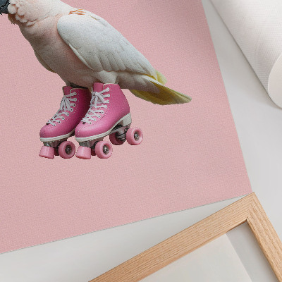 Plakat Papiga na rolerjih, pastelne barve, modernost