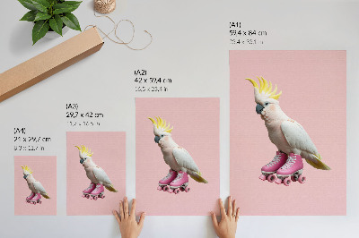 Plakat Papiga na rolerjih, pastelne barve, modernost