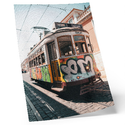 Plakat grafiti tramvaja urbana ulična arhitektura