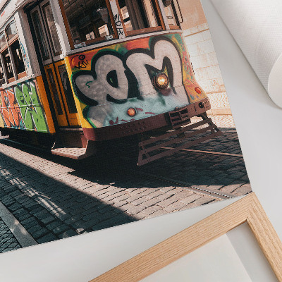 Plakat grafiti tramvaja urbana ulična arhitektura