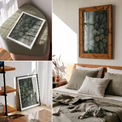 Plakat za dnevno sobo gozdna pokrajina z barvnimi listi posneta iz zraka