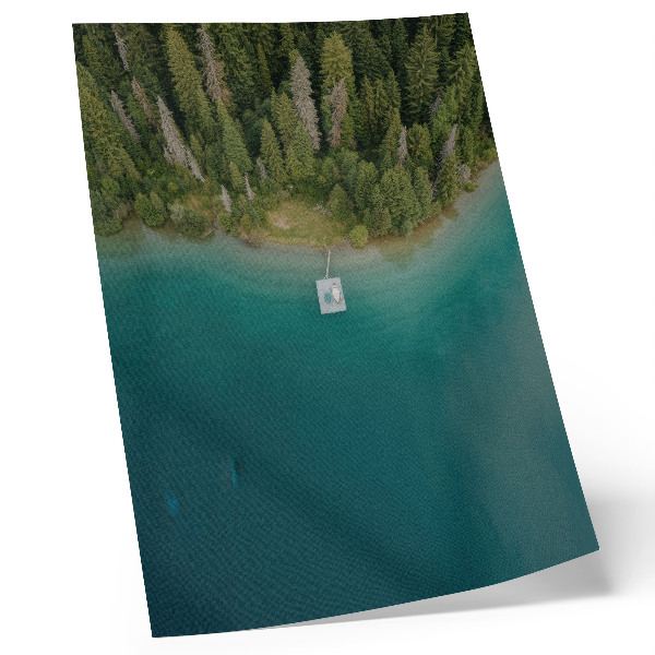 Premium stenski plakat Gozdno jezero most zeleno modro podnebje