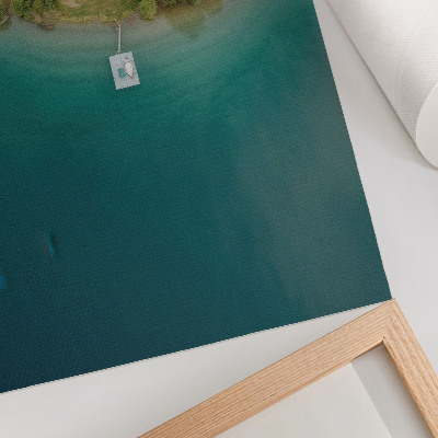 Premium stenski plakat Gozdno jezero most zeleno modro podnebje