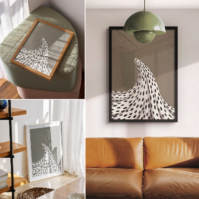 Plakat Minimalističen vzorec črnih pik v bež ozadju