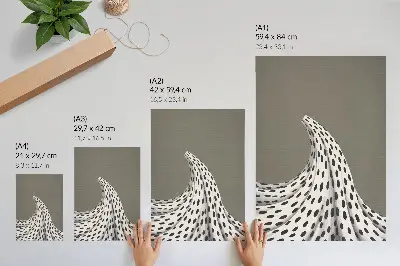 Plakat minimalističen vzorec črnih pik na bež ozadju