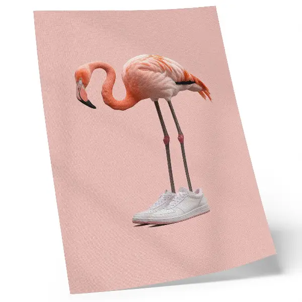 Umetniški tisk na platno flamingo roza športni čevlji na roza ozadju