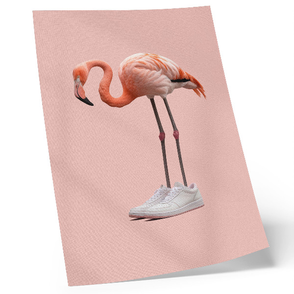Umetniški tisk na platno Flamingo roza športni čevlji roza ozadje