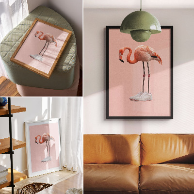 Umetniški tisk na platno Flamingo roza športni čevlji roza ozadje
