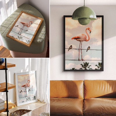 Plakat Flamingo nebo oblaki naravno pogoltnejo