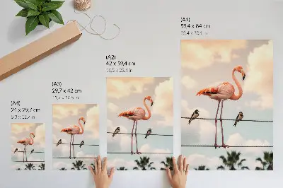 Plakat flamingo ali oblaki, ki naravno požirajo