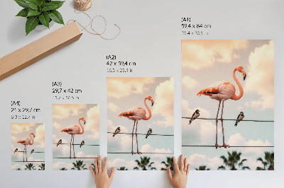 Plakat Flamingo nebo oblaki naravno pogoltnejo