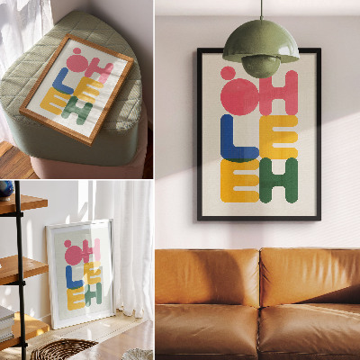Premium stenski plakat Geometrijske črke v živahnih barvah