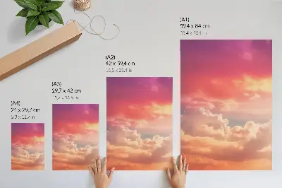Plakat pastelni oblaki z mirnim sončnim zahodom