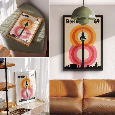 Plakat Retro vzdušje stolp krog barviti obroči
