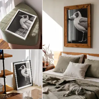Plakat minimalistični črno-beli motiv ptice