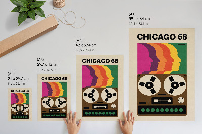 Premium stenski plakat Barvite silhuete retro kasetofona