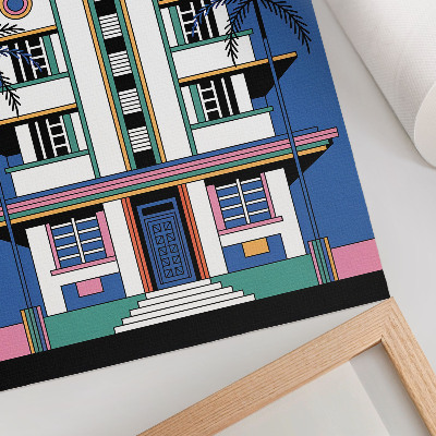 Plakat Art deco tropske barve palme energija Miami