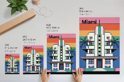 Plakat art deco palme v tropskih barvah z energijo Miamija