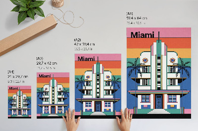Plakat Art deco tropske barve palme energija Miami