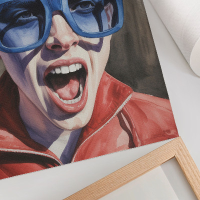 Premium stenski plakat Portret osebe z očali, žive barve, čustva