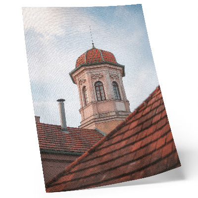 Premium stenski plakat Rustikalni stolp opečnate strešne ploščice modro nebo