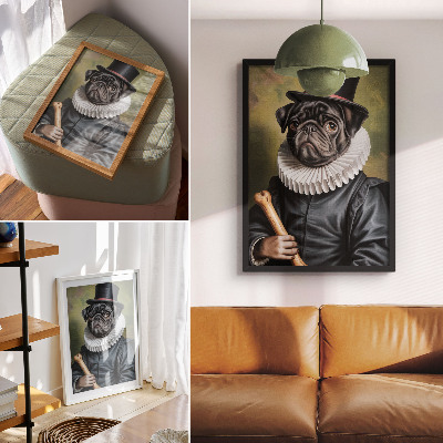 Eleganten plakat za dnevno sobo Slika psa v renesančni obleki