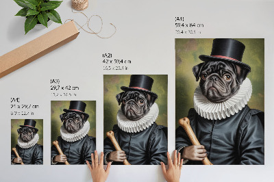 Eleganten plakat za dnevno sobo Slika psa v renesančni obleki