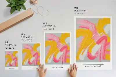 Plakat dinamični potegi v rožnati, rumeni in beli barvi