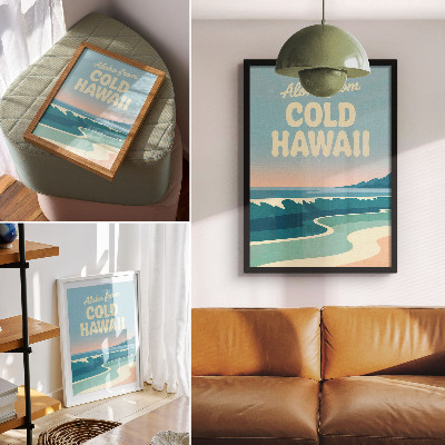 Premium stenski plakat Sodobna tipografija naravnih krajinskih plaž